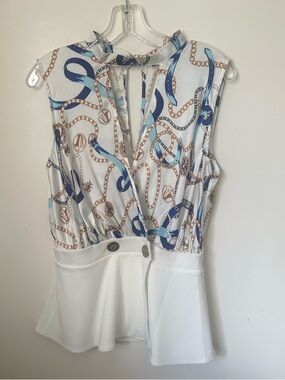 VALENTINE Chain Rope Nautical motif  Sleeveless & Peplum Waist ~L